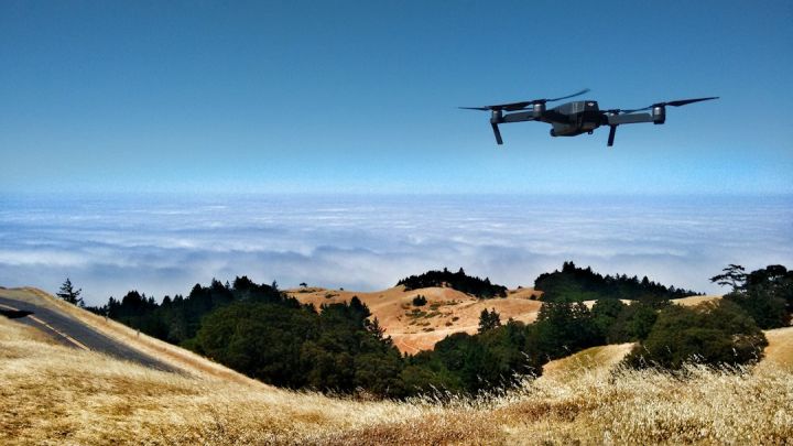 Drone - black drone on air over cloudy sky at daytime